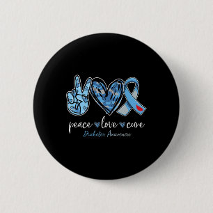 Peace love cure blue ribbon diabetes awareness mon 6 cm round badge