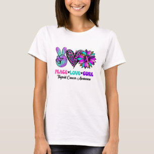 Peace Love Cure Blue Ribbon Thyroid Cancer Awarene T-Shirt