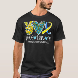 Peace Love Cure Blue & Yellow Ribbon Down Syndrome T-Shirt
