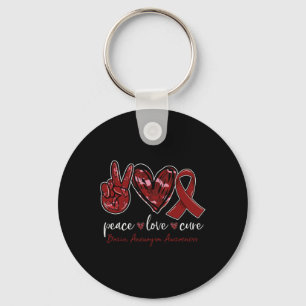 Peace love cure Brain Aneurysm Awareness month  Key Ring