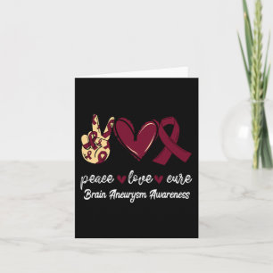 Peace Love Cure Brain Aneurysm Burgundy Ribbon Awa Card