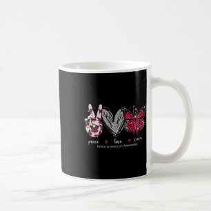 Peace Love Cure Brain Aneurysm Warrior Burgundy Ri Coffee Mug