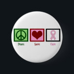 Peace Love Cure Breast Cancer 6 Cm Round Badge<br><div class="desc">The light pink ribbon is worn to raise breast cancer awareness. Increase knowledge about breast cancer.</div>