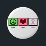 Peace Love Cure Breast Cancer 6 Cm Round Badge<br><div class="desc">The light pink ribbon is worn to raise breast cancer awareness. Increase knowledge about breast cancer.</div>