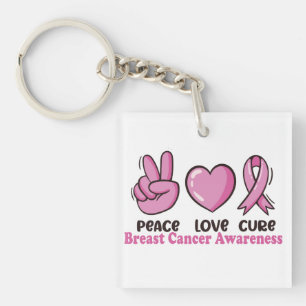 Peace Love Cure Breast Cancer Awareness Pink Women Key Ring