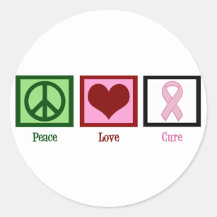 Peace Love Cure Breast Cancer Classic Round Sticker