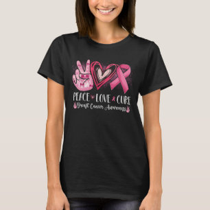 Peace Love Cure Breast Cancer Heart Pink Ribbon T-Shirt