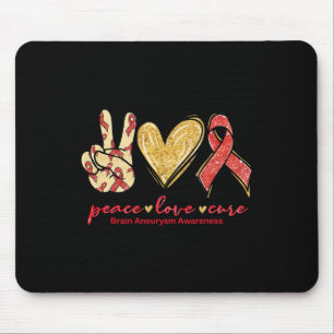 Peace Love Cure Burgundy Ribbon Brain Aneurysm Awa Mouse Mat