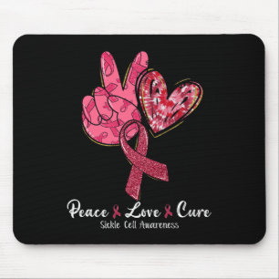 Peace Love Cure Burgundy Ribbon Sickle Cell Awaren Mouse Mat