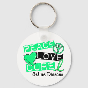 PEACE LOVE CURE CELIAC DISEASE T-Shirts Key Ring