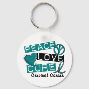 PEACE LOVE CURE CERVICAL CANCER KEY RING