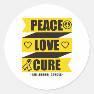 Peace Love Cure Childhood Cancer Awareness 1 Classic Round Sticker
