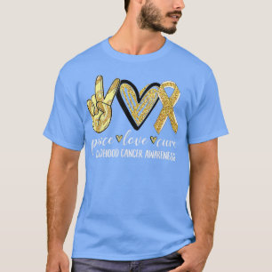 Peace Love Cure Childhood Cancer Awareness Gold Ri T-Shirt