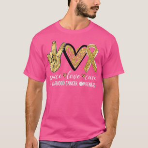 Peace Love Cure Childhood Cancer Awareness Gold Ri T-Shirt