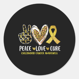 Peace Love Cure Childhood Cancer Awareness Leopart Classic Round Sticker