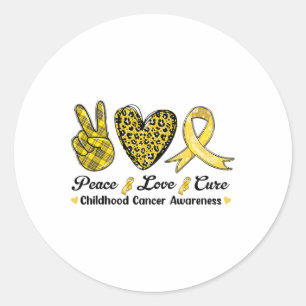 Peace Love Cure Childhood Cancer Awareness Leopart Classic Round Sticker