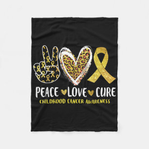 Peace Love Cure Childhood Cancer Awareness Leopart Fleece Blanket