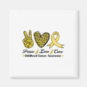 Peace Love Cure Childhood Cancer Awareness Leopart Magnet