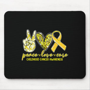 Peace Love Cure Childhood Cancer Awareness Leopart Mouse Mat