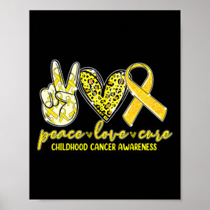 Peace Love Cure Childhood Cancer Awareness Leopart Poster