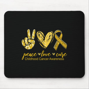 Peace Love Cure Childhood Cancer Awareness Mouse Mat