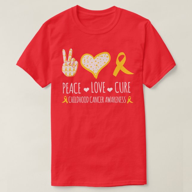 peace love cure Childhood Cancer Awareness ribbon T-Shirt (Design Front)