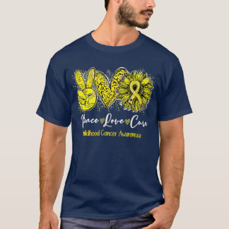 Peace Love Cure Childhood Cancer Awareness Sunflow T-Shirt