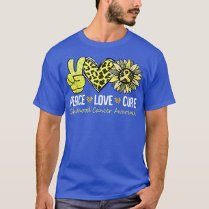 Peace Love Cure Childhood Cancer Awareness Yellow  T-Shirt