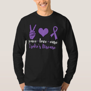 Peace Love Cure Crohn's Disease Awareness Family W T-Shirt