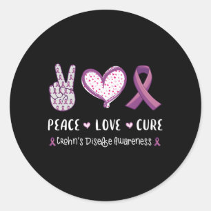 Peace Love Cure Crohn'S Disease Awareness Ibd Classic Round Sticker