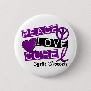 PEACE LOVE CURE CYSTIC FIBROSIS 6 CM ROUND BADGE