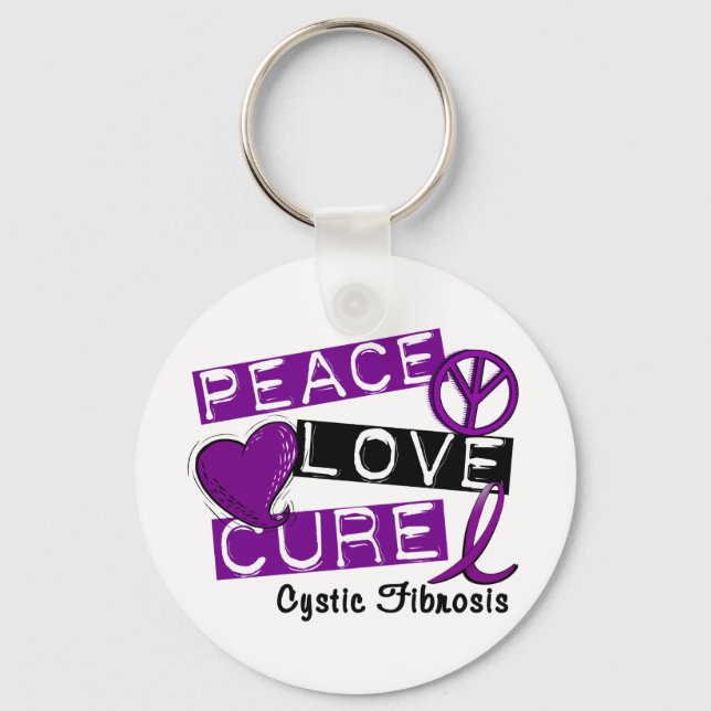 PEACE LOVE CURE CYSTIC FIBROSIS KEY RING (Front)
