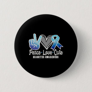 Peace Love Cure Diabetes Awareness 1  6 Cm Round Badge