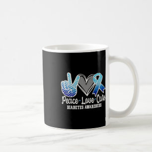 Peace Love Cure Diabetes Awareness 1  Coffee Mug