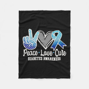 Peace Love Cure Diabetes Awareness 1 Fleece Blanket