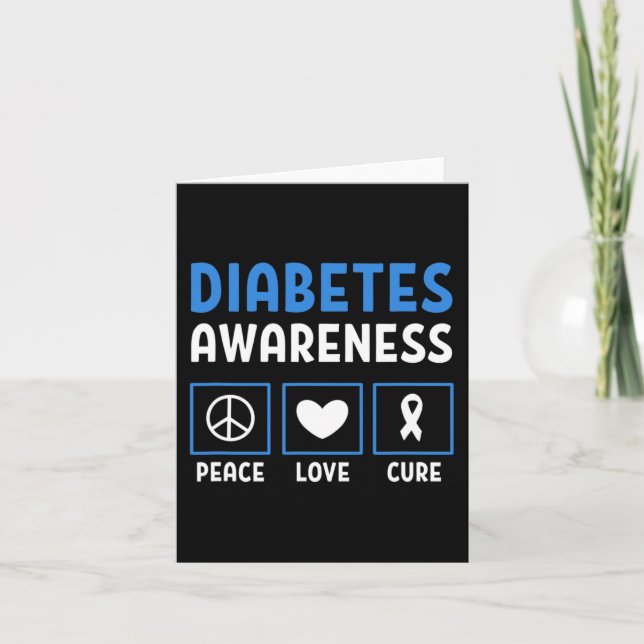 Peace Love Cure Diabetes Awareness 3 Card (Front)