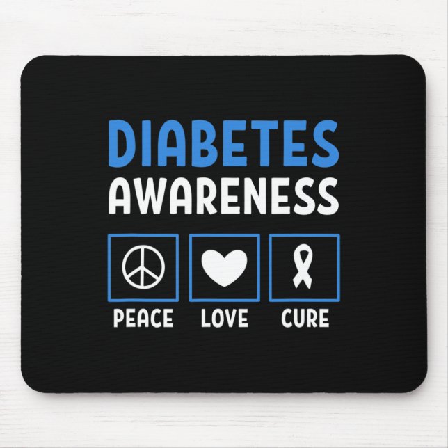 Peace Love Cure Diabetes Awareness 3 Mouse Mat (Front)