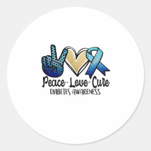 Peace Love Cure Diabetes Awareness Classic Round Sticker