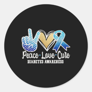 Peace Love Cure Diabetes Awareness Classic Round Sticker