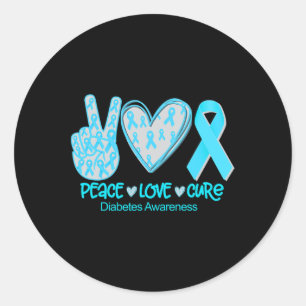 Peace Love Cure Diabetes Awareness Gift  Classic Round Sticker