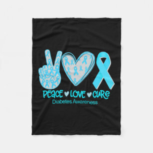 Peace Love Cure Diabetes Awareness Gift Fleece Blanket