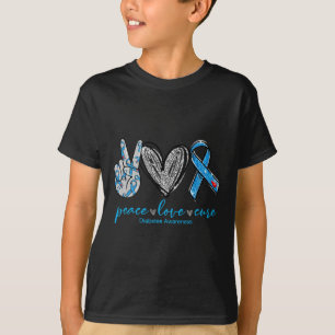 Peace Love Cure Diabetes Awareness Heart Ribbon T-Shirt