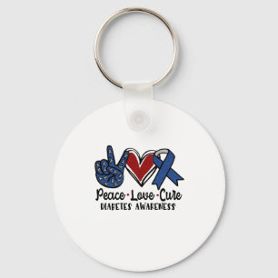 Peace Love Cure Diabetes Awareness Key Ring