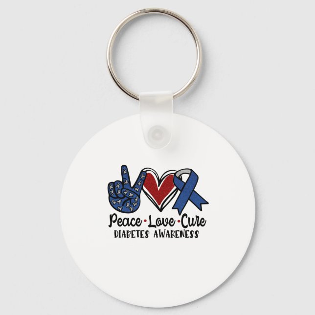 Peace Love Cure Diabetes Awareness Key Ring (Front)