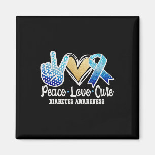 Peace Love Cure Diabetes Awareness Magnet