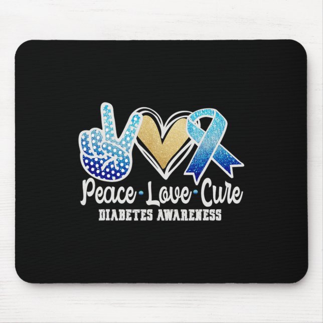 Peace Love Cure Diabetes Awareness  Mouse Mat (Front)