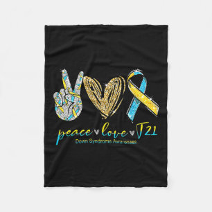 Peace Love Cure Down Syndrome Awareness Fleece Blanket
