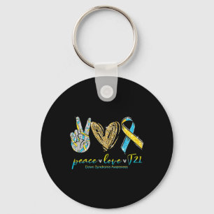 Peace Love Cure Down Syndrome Awareness Key Ring