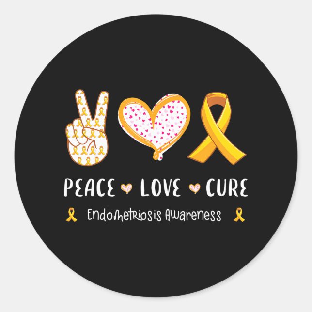 Peace Love cure Endometriosis awareness for men Classic Round Sticker (Front)