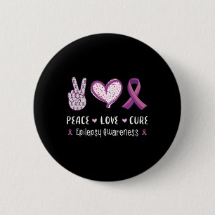 Peace Love Cure Epilepsy Awareness Men Women Kids 6 Cm Round Badge